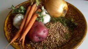 ingredients for lentil soup