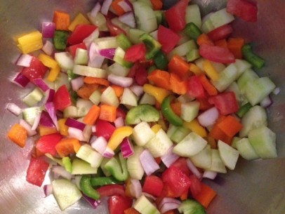 colorful chopped veggies