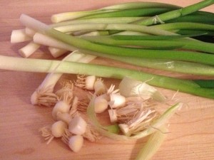 cleaned scallions