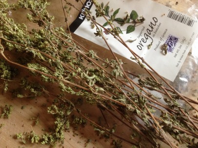 dried Greek oregano on stem