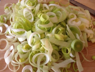 sliced leeks