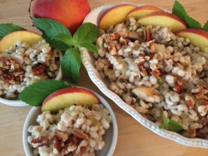 peach barley with chopped pecans