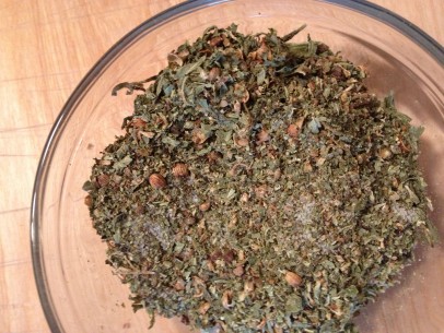 peppercorns, coriander seeds, salt, mint and oregano