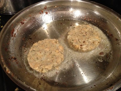 fry 2-3 chickpea patties per batch