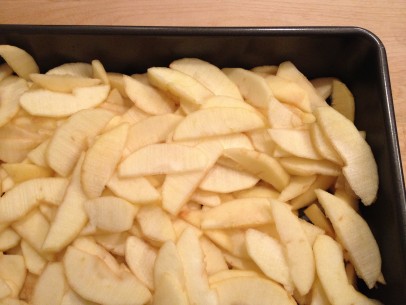 sliced apples ready for the oven