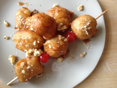 loukoumades and cherries