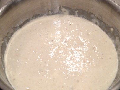 soft, risen batter with small surface bubbles