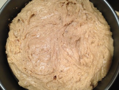 tahninopita batter in pan