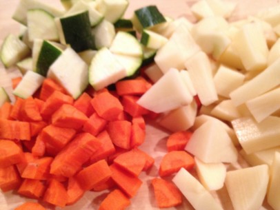 bite size chopped vegetables