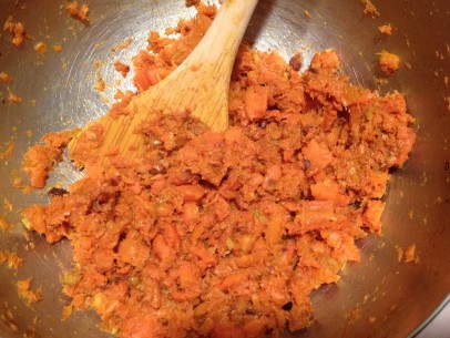 coarsely mashed carrots