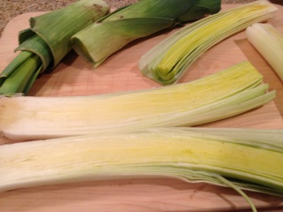 leeks cut and cleaned