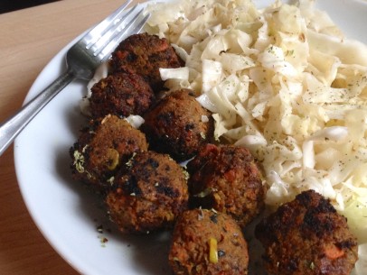 carrot keftedes with lahanosalata/cabbage salad