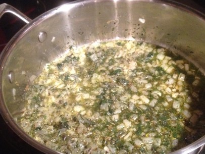 sauteed chopped onions in olive oil with herbs and spices