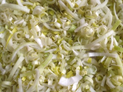 chopped leeks and onions