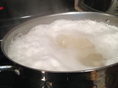 skim foam off of boiling beans every 10-15 minutes