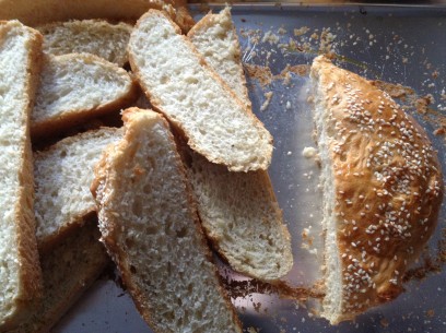 slice cooled sweet bread into 1" thick slices