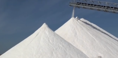 sea salt mountains at Kalas Salt harvesting fields in Messalonghi