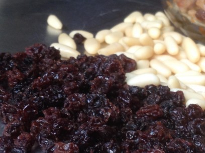 sweet dried currants and pine nuts