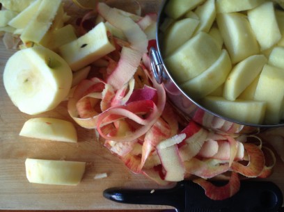 peel core thickly slice apples