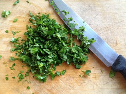 chop herbs as finely as possible